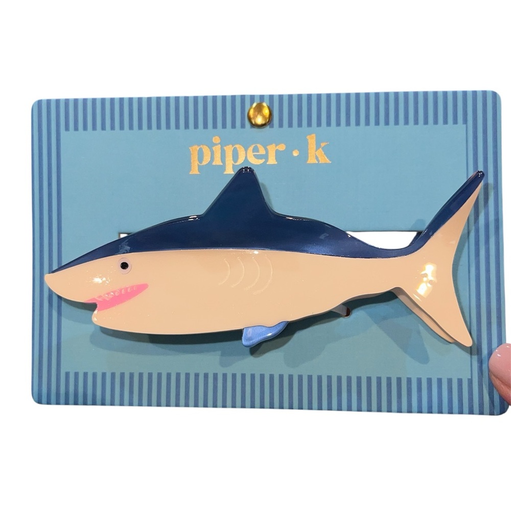 Piper K Blue and Cream Shark Hair Clip. NWT